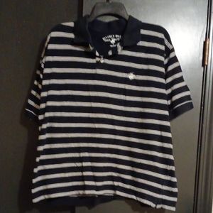 Nautica Navy and White Striped Polo Shirt